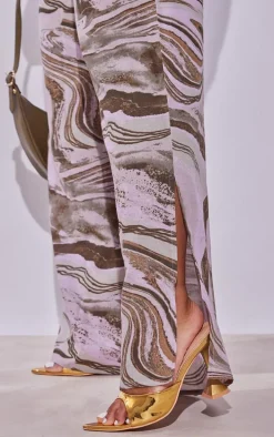Plus Light Pink Marble Wide Leg Pants