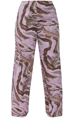 Plus Light Pink Marble Wide Leg Pants