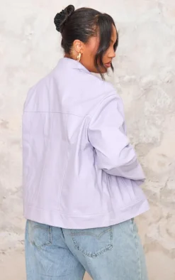Plus Lilac PU Racer Neck Jacket