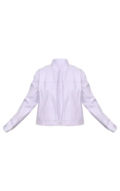 Plus Lilac PU Racer Neck Jacket