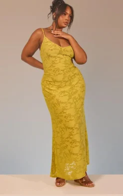 Plus Lime Floral Sheer Burnout Cami Maxi Dress