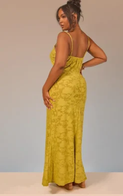 Plus Lime Floral Sheer Burnout Cami Maxi Dress