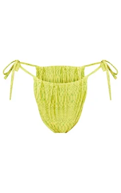 Plus Lime Snake Printed Tie Side Bikini Bottoms