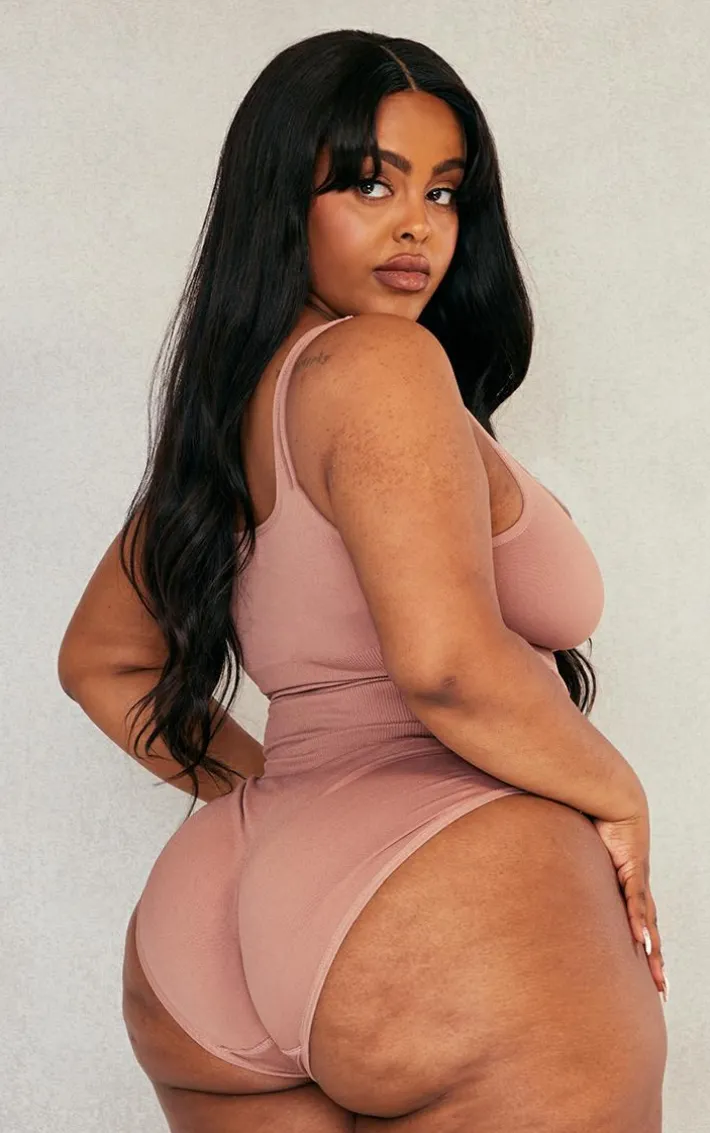 Plus Mauve Shapewear Elasticated Waist Bodysuit