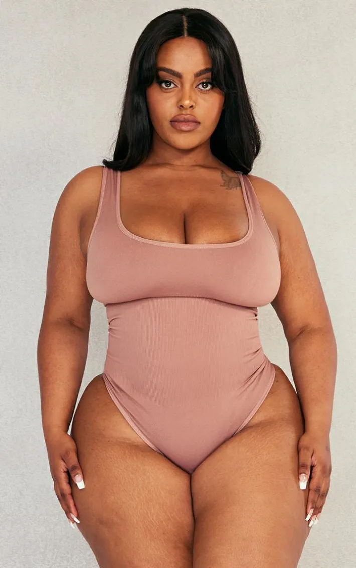Plus Mauve Shapewear Elasticated Waist Bodysuit