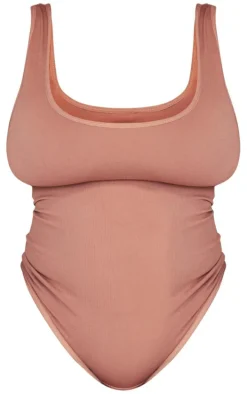 Plus Mauve Shapewear Elasticated Waist Bodysuit