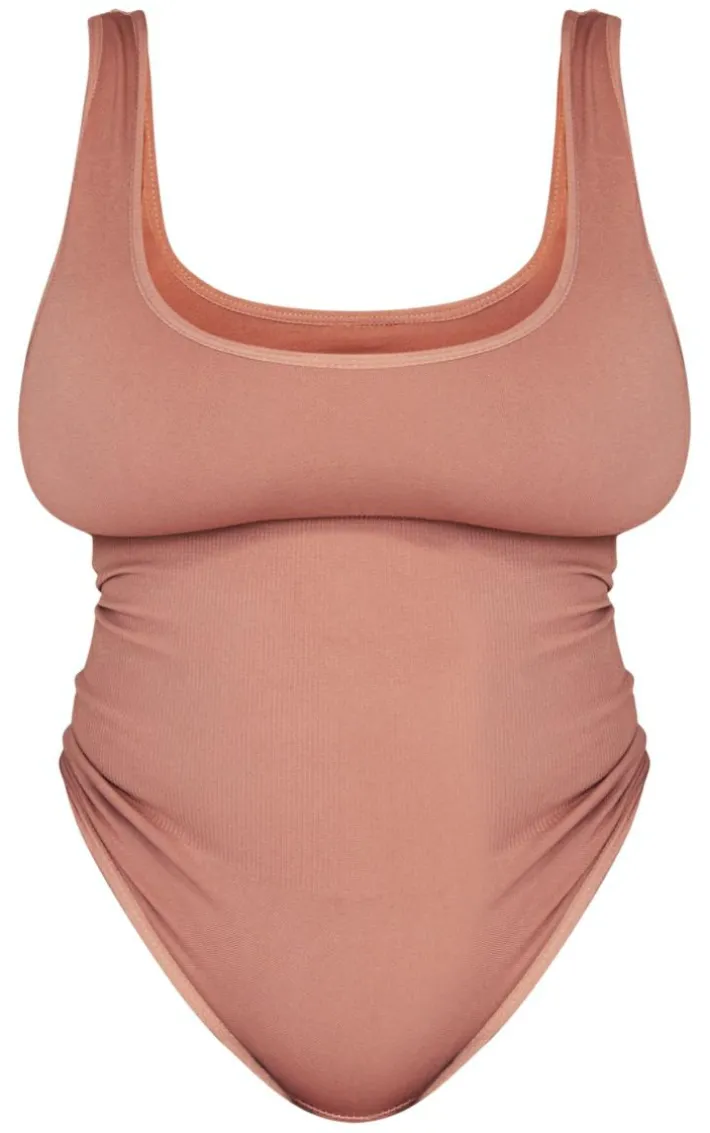 Plus Mauve Shapewear Elasticated Waist Bodysuit