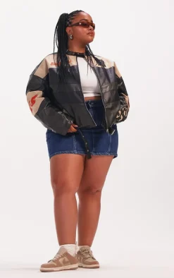 Plus Mid Blue Wash Carpenter Pocket Detail Denim Mini Skirt