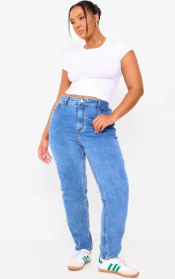Plus Mid Washed Mom Jeans