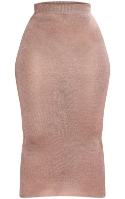 Plus Mocha Knitted Maxi Skirt