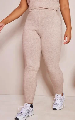 Plus Mocha Knitted Slouchy Sweatpant
