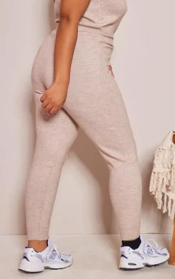 Plus Mocha Knitted Slouchy Sweatpant