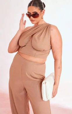 Plus Mocha One Shoulder Corset Top