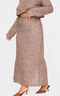 Plus Mocha Sequin Maxi Skirt