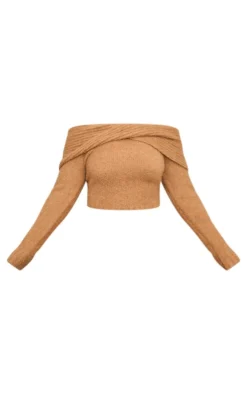 Plus Mocha Soft Bobble Knit Foldover Maxi Skirt