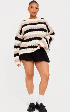 Plus Monochrome Bobble Knit Chunky Sweater