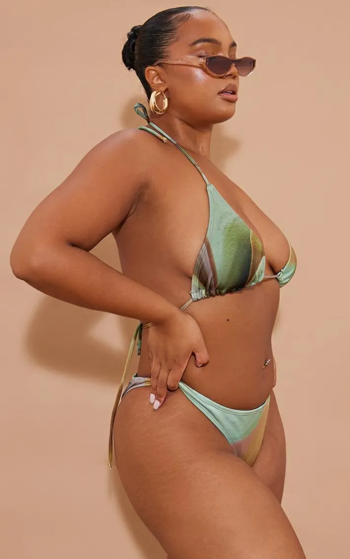 Plus Multi Abstract Marble Print Bikini Bottom