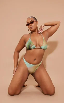 Plus Multi Abstract Marble Print Bikini Bottom