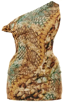 Plus Multi Abstract Snake Print Double Layer Slinky Bodycon Dress