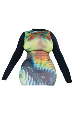 Plus Multi Body Print Bodycon Dress