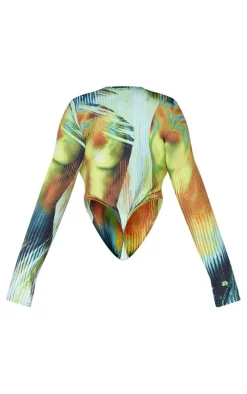 Plus Multi Body Print High Leg Bodysuit