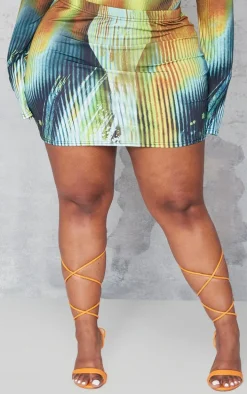 Plus Multi Body Print Low Rise Micro Mini Skirt