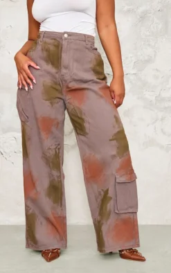 Plus Multi Cargo Wide Leg Jeans