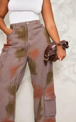 Plus Multi Cargo Wide Leg Jeans