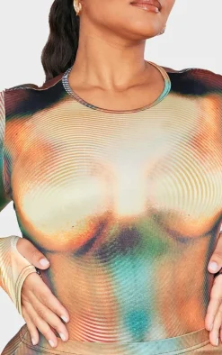 Plus Multi Ombre Body Print High Leg Bodysuit