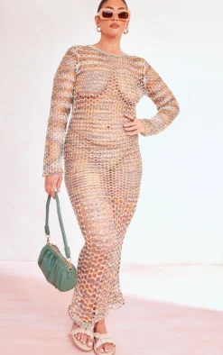 Plus Multi Open Back Knited Maxi Dress