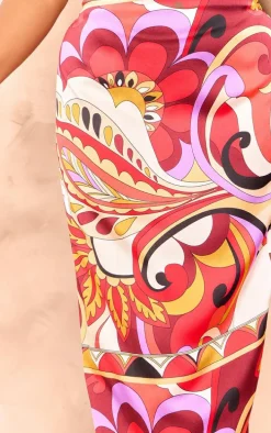 Plus Multi Printed Satin Mid Rise Maxi Skirt