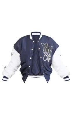 Plus Navy NY Graphic Bomber Jacket