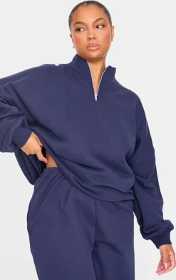 Plus Navy Premium Thin Waistband Straight Leg Sweat Sweatpants