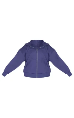 Plus Navy Premium Zip Up Oversized Hoodie