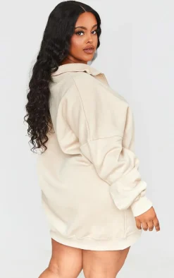 Plus Oatmeal Half Zip Sweatshirt Dress