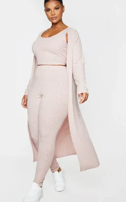 Plus Oatmeal Knitted 3 Piece Legging Set