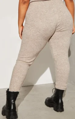 Plus Oatmeal Knitted High Waisted Leggings