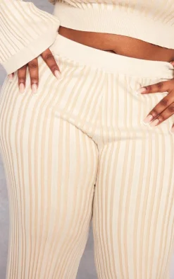 Plus Oatmeal Rib Knitted Wide Leg Pants