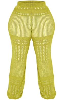 Plus Olive Knitted Straight Leg Pants