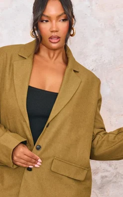 Plus Olive Oversized Tailored Blazer