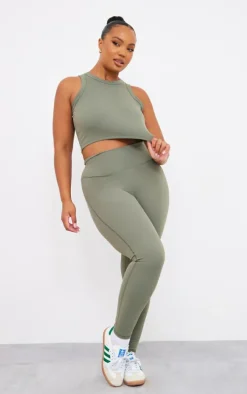 Plus Olive Sculpt High Waist Gym Leggings