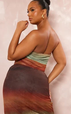 Plus Orange Ombre Printed Bandeau Top