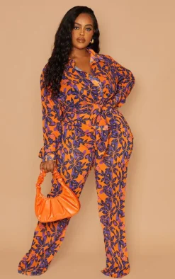 Plus Orange Print Beach Flares