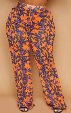 Plus Orange Print Beach Flares