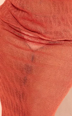 Plus Orange Sheer Knitted Maxi Skirt