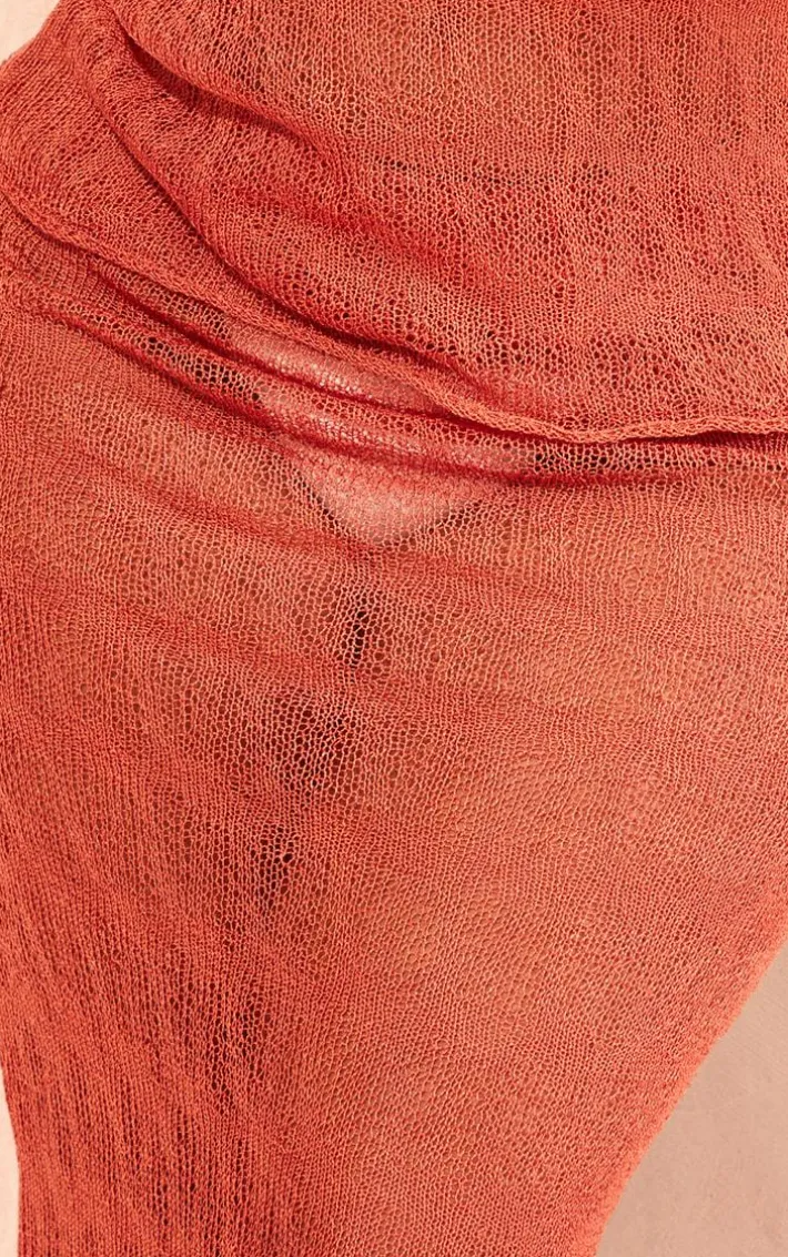 Plus Orange Sheer Knitted Maxi Skirt