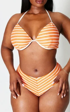 Plus Orange Striped Bikini Bottoms
