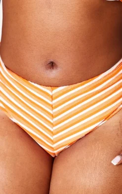 Plus Orange Striped Bikini Bottoms