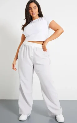 Plus Pale Grey Contrast Waistband Boxer Detail Pants