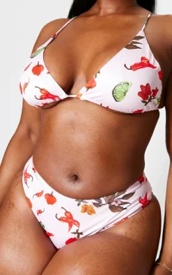 Plus Pink Chilli Printed Bikini Bottom